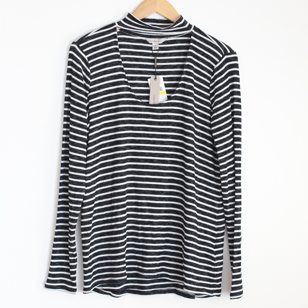 NWT Calvin Klein Womens Ribbed Choker Top